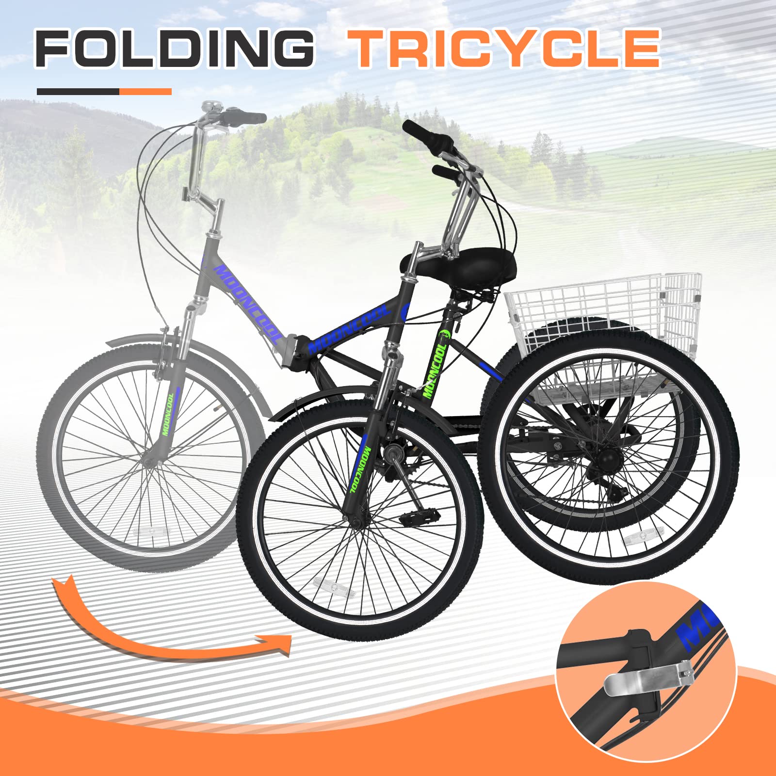 大人用三輪車 20インチ自転車　組み立て簡単 折りたたみ式 高齢者用三輪車 大人用三輪車 20インチ 三輪自転車 3輪自転車 大人用 収納便利